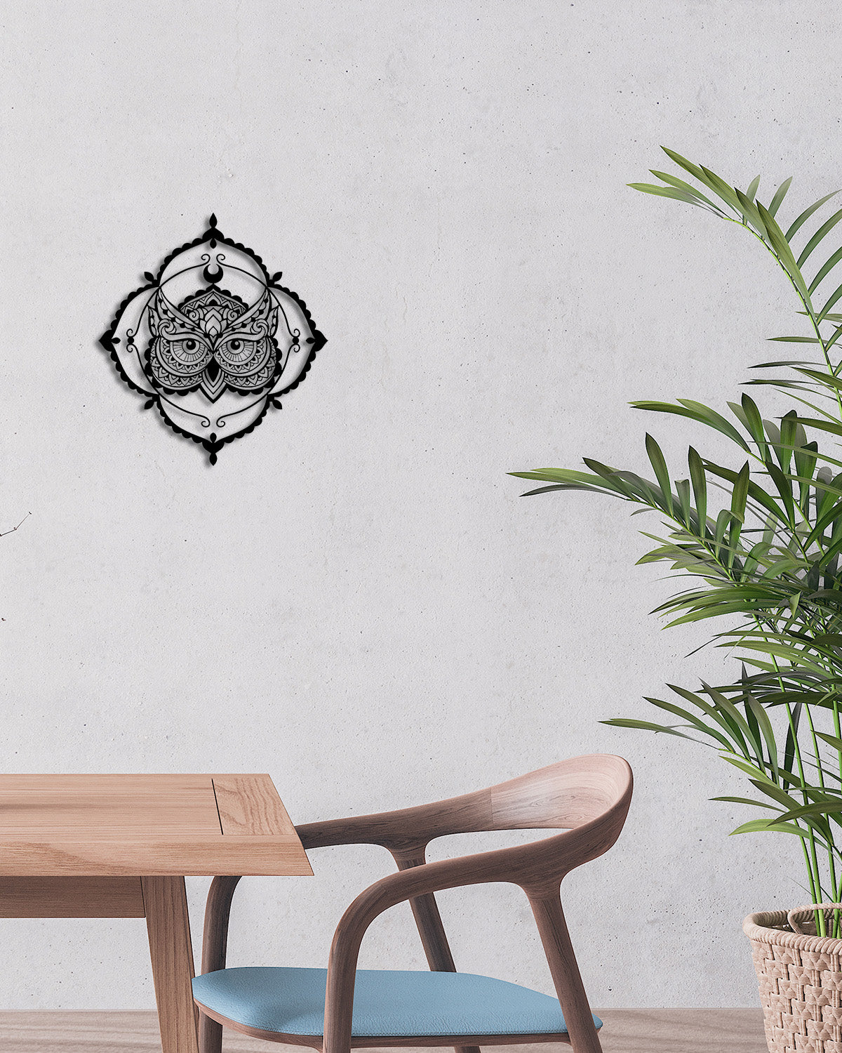 1.5 mm Çelik Üzerine Karmaşık Mandala Baykuş Deseni Hassas Lazer Kesim