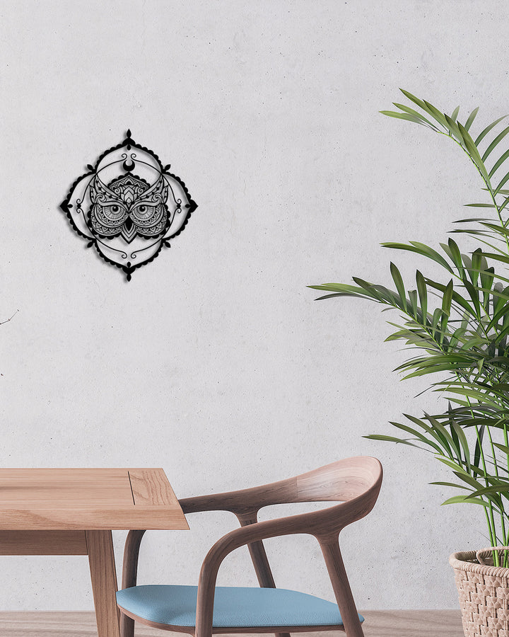 1.5 mm Çelik Üzerine Karmaşık Mandala Baykuş Deseni Hassas Lazer Kesim