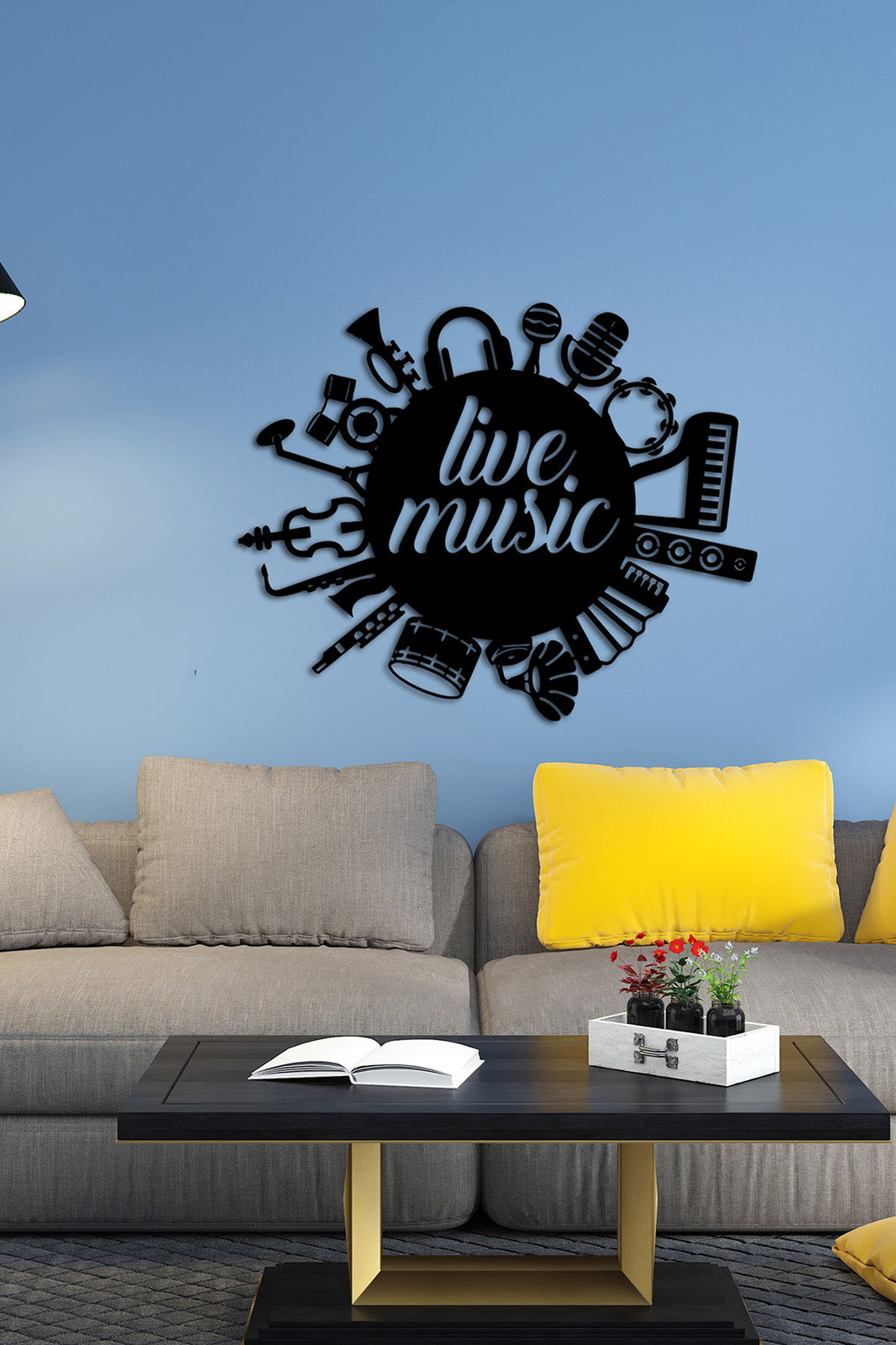 1.5 mm Çelik Üzerine Keman, Davul ve Mikrofon İkonları Hassas Lazer Kesim