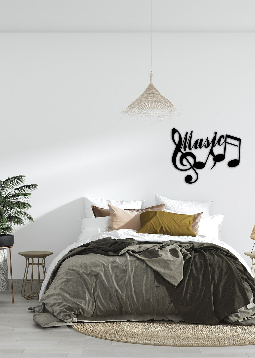 1.5 mm Çelik Üzerine "Music" Yazısı ve Sol Anahtarı Hassas Lazer Kesim