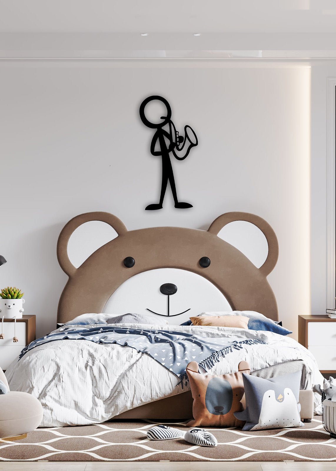 1.5 mm Çelik Üzerine Saksafoncu Silüeti Hassas Lazer Kesim İşçiliği