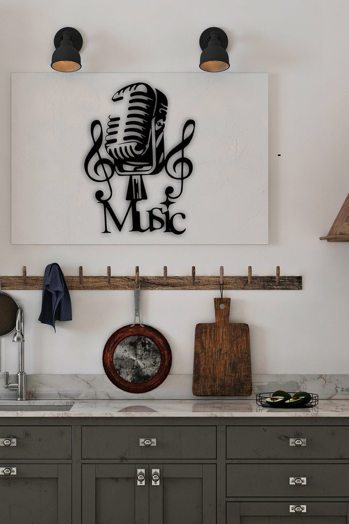 1.5 mm Çelik Üzerine Vintage Mikrofon ve İkiz Sol Anahtarı Hassas Lazer Kesim