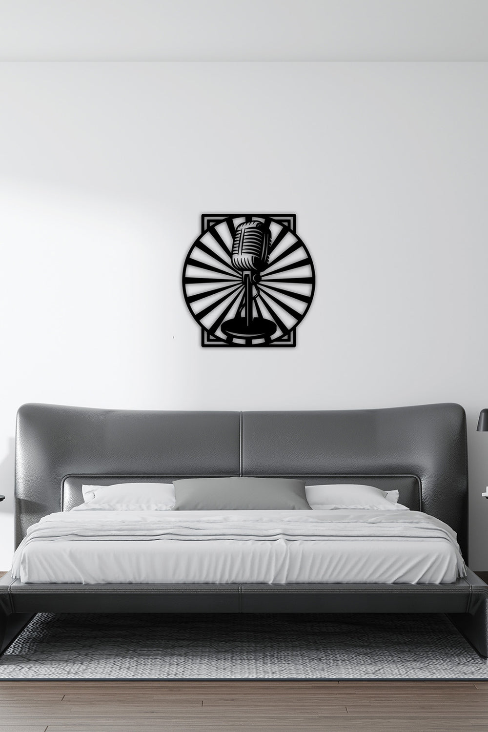 1.5 mm Çelik Üzerine Vintage Mikrofon Izgara Detayı Hassas Lazer Kesim