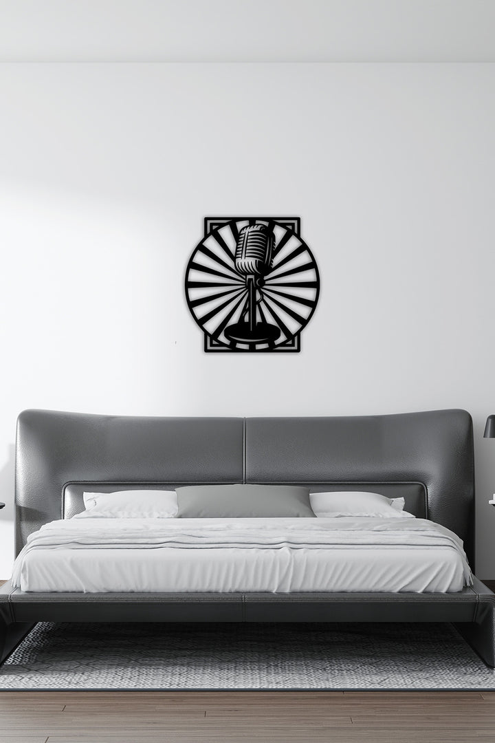 1.5 mm Çelik Üzerine Vintage Mikrofon Izgara Detayı Hassas Lazer Kesim