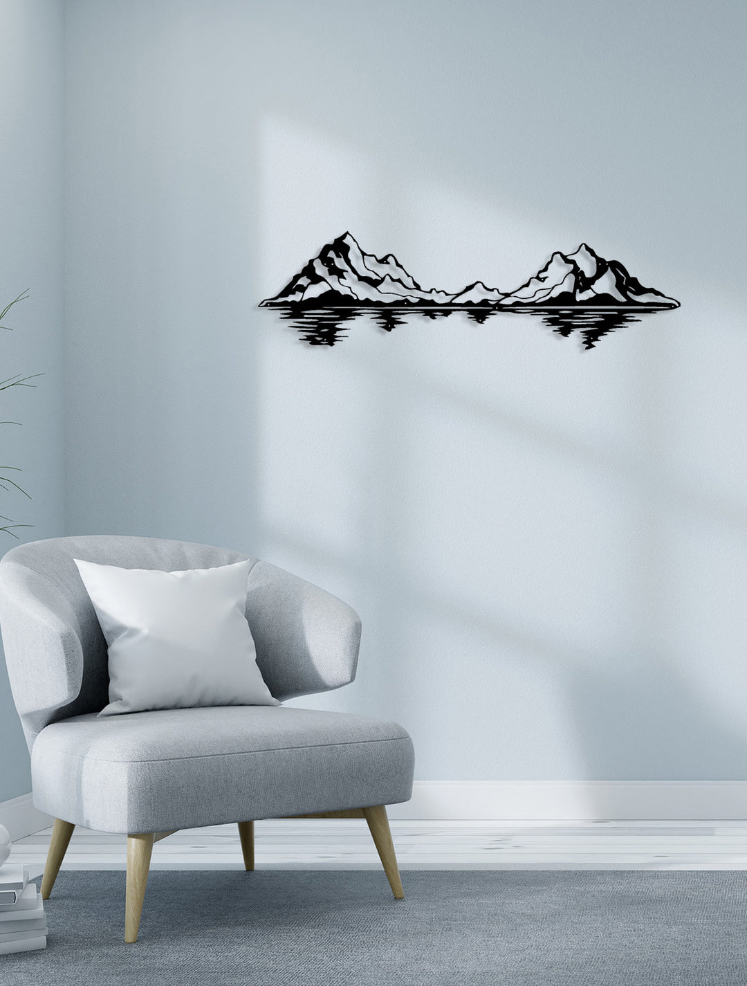 Prestijli Ofis Dekorasyonu İçin Gold Renkli Modern Metal Dağ Silüeti