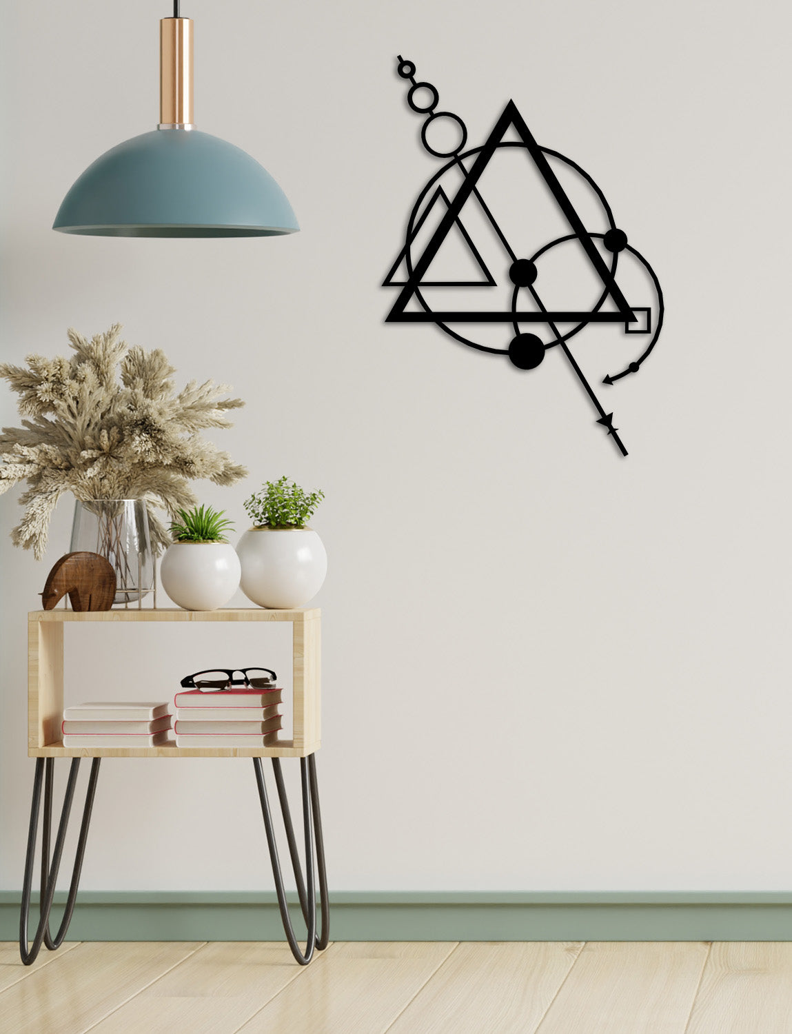 Sagitta Geometrik Okçu Kare Çerçeveli Modern Metal Duvar Panosu