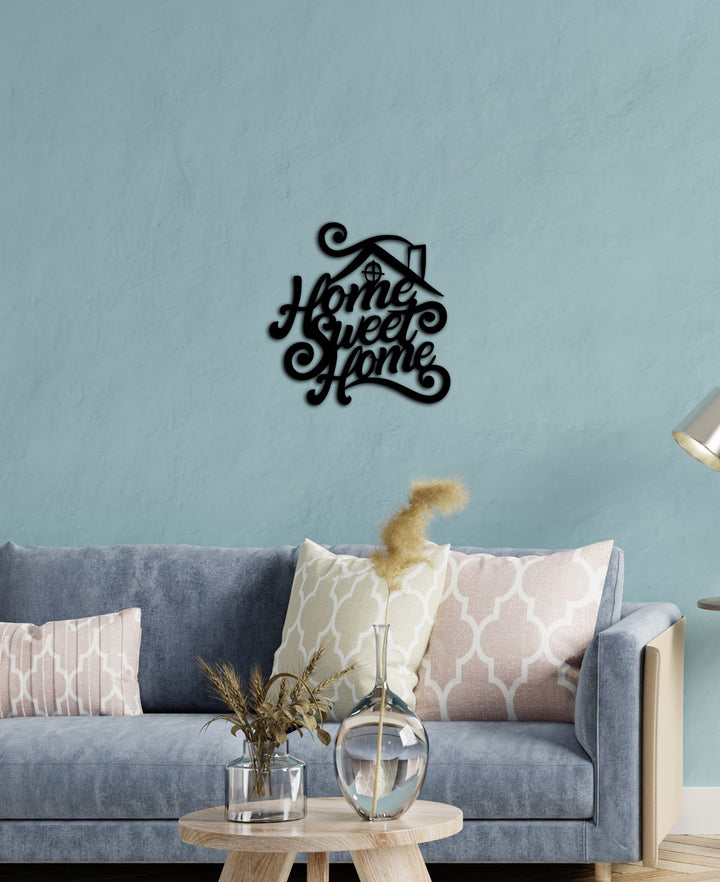 Salon Duvar Dekorasyonu İçin Home Sweet Home Metal Pano