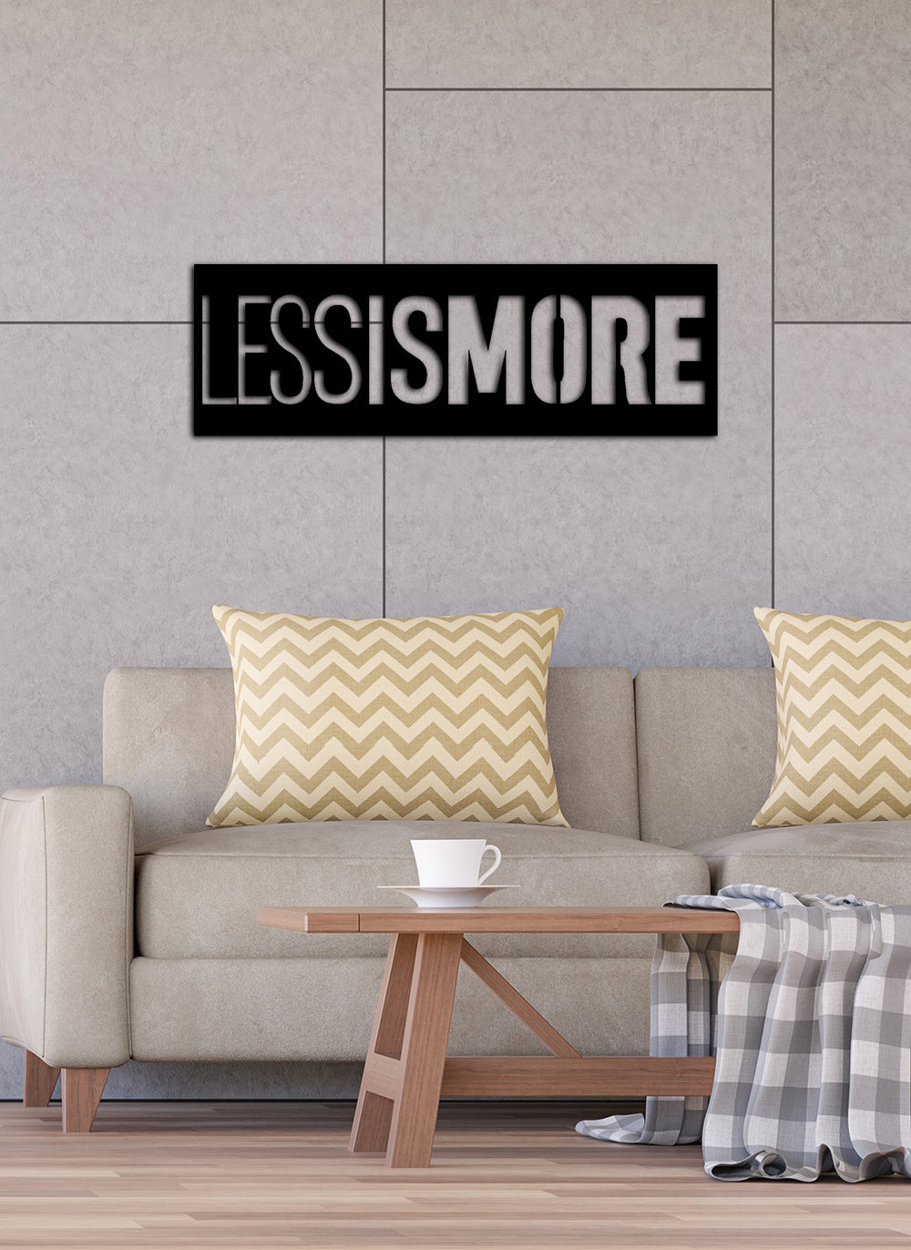 Salon Duvar Sanatı İçin Less is More El Yazısı Metal Pano