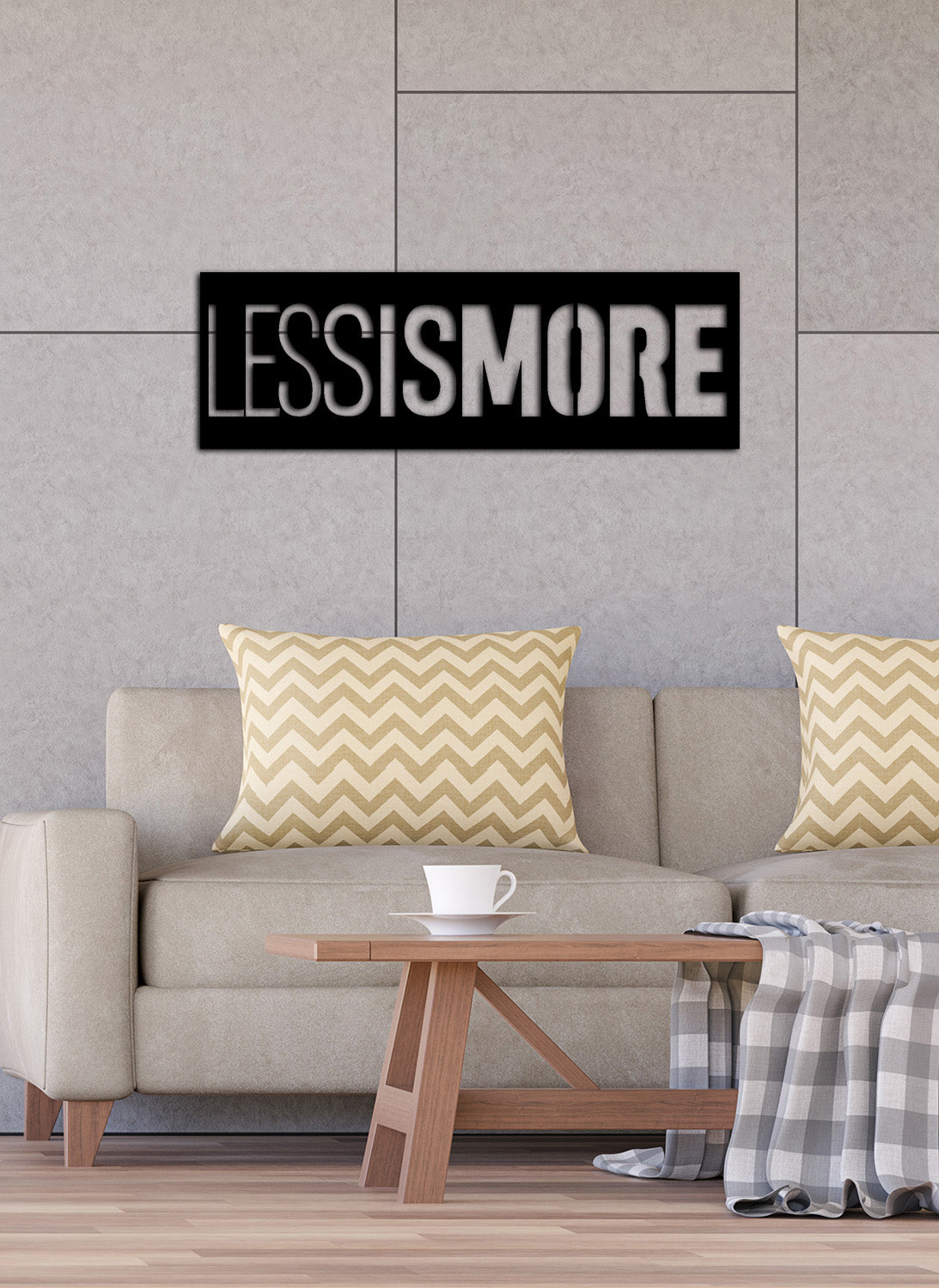 Salon Duvar Sanatı İçin Less is More El Yazısı Metal Pano