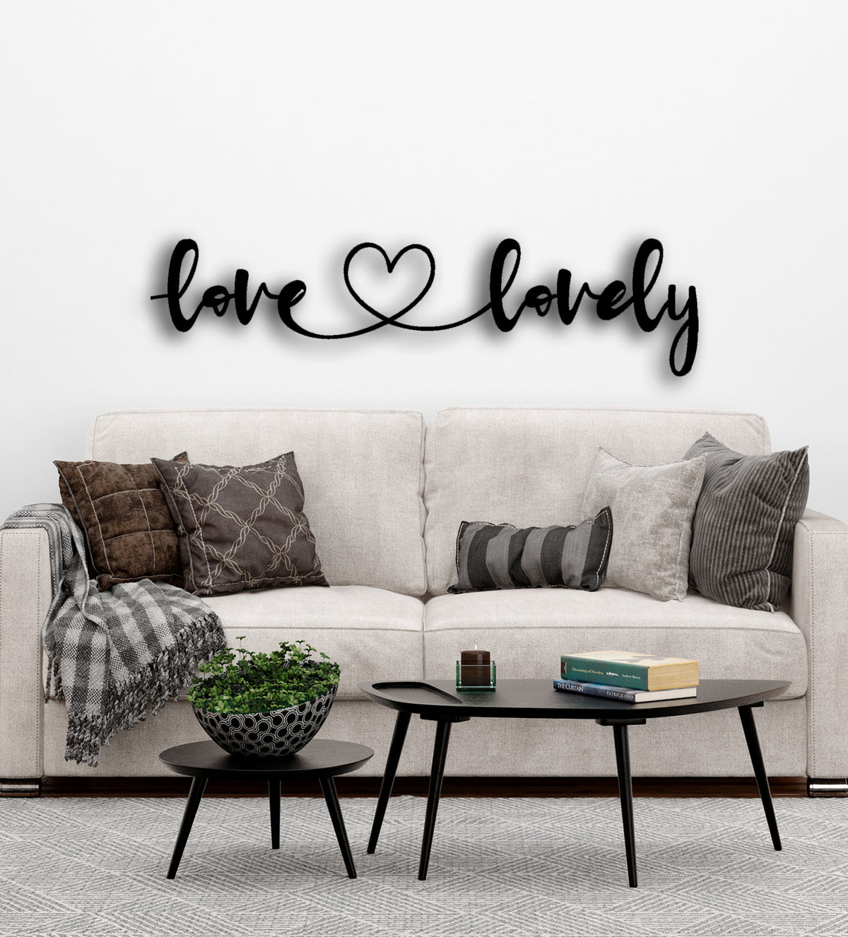 Salon Duvar Sanatı İçin Love & Lovely Metal Tablo - Artroya