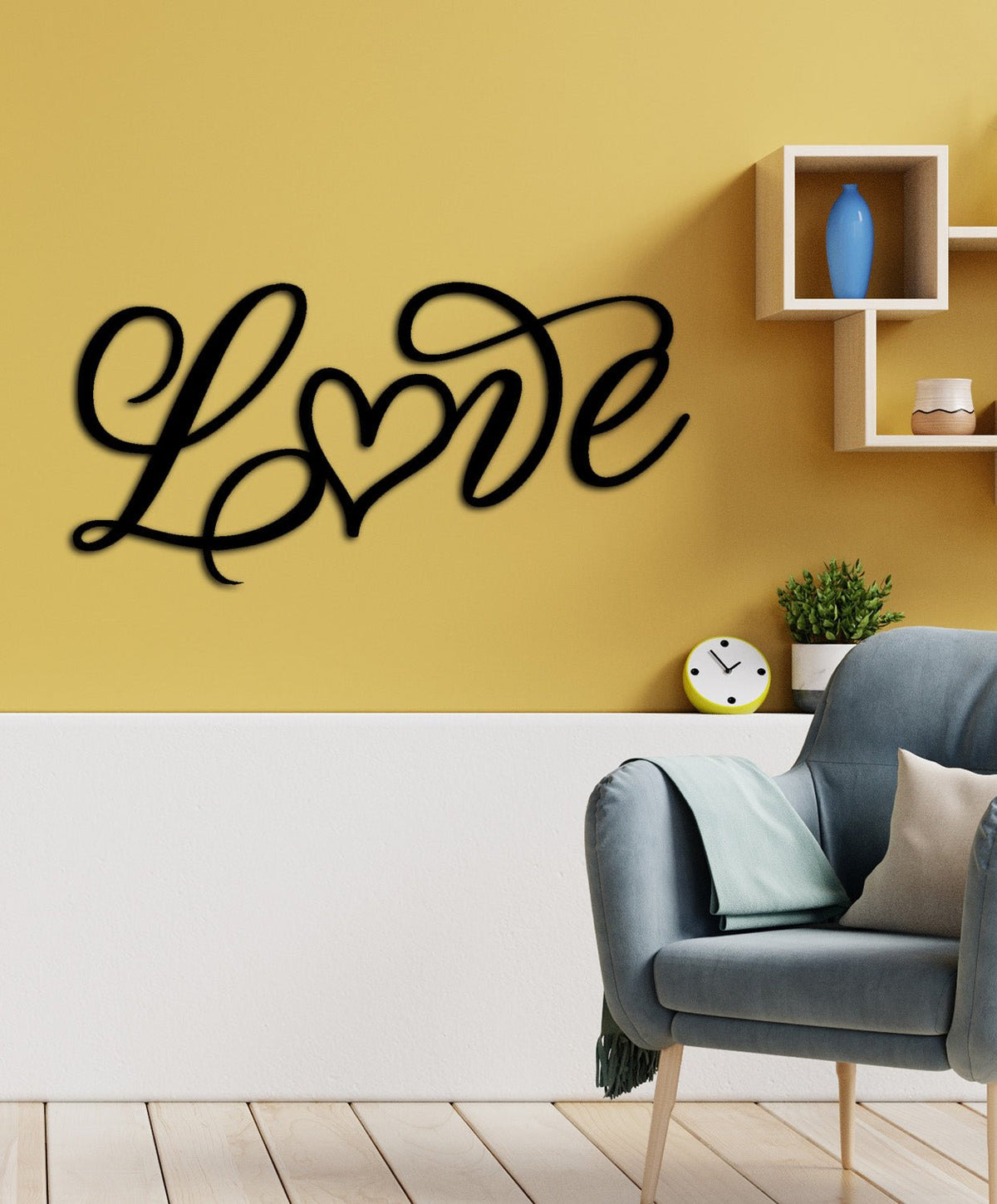 Salon Duvar Sanatı İçin Sanatsal Love Metal Tablosu - Artroya