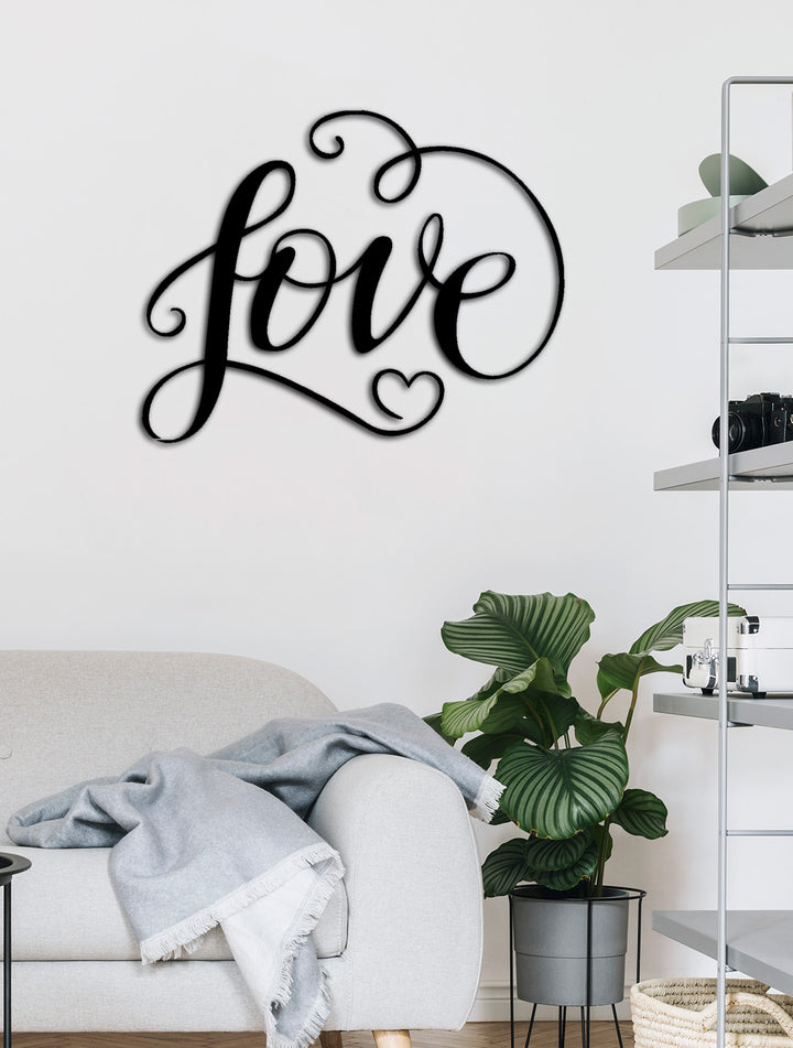 Salon Duvar Sanatı İçin Siyah Metal Love Yazısı - Artroya