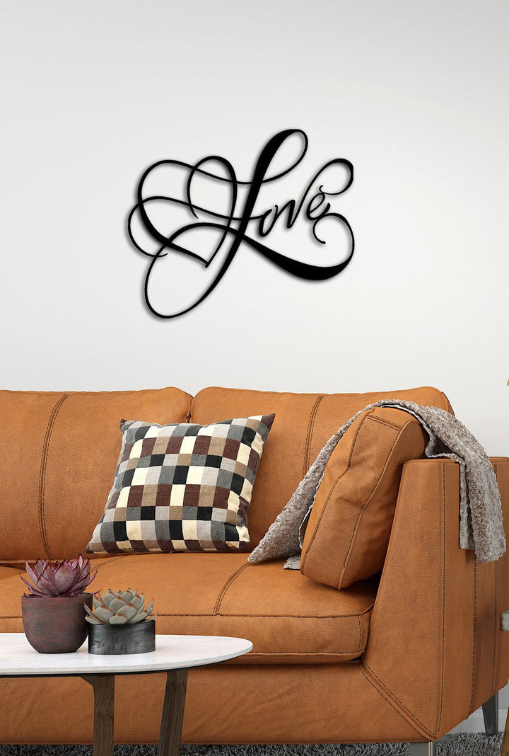 Salon Duvar Sanatı İçin Tipografik Metal Kalp - Artroya