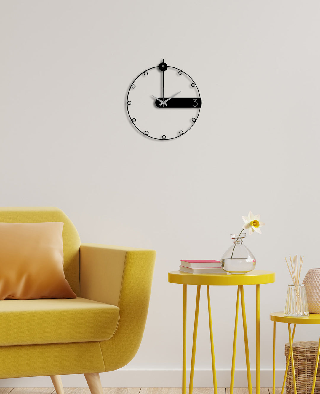 Stellar Minimalist Siyah Metal Duvar Saati - Modern Estetik Tasarım