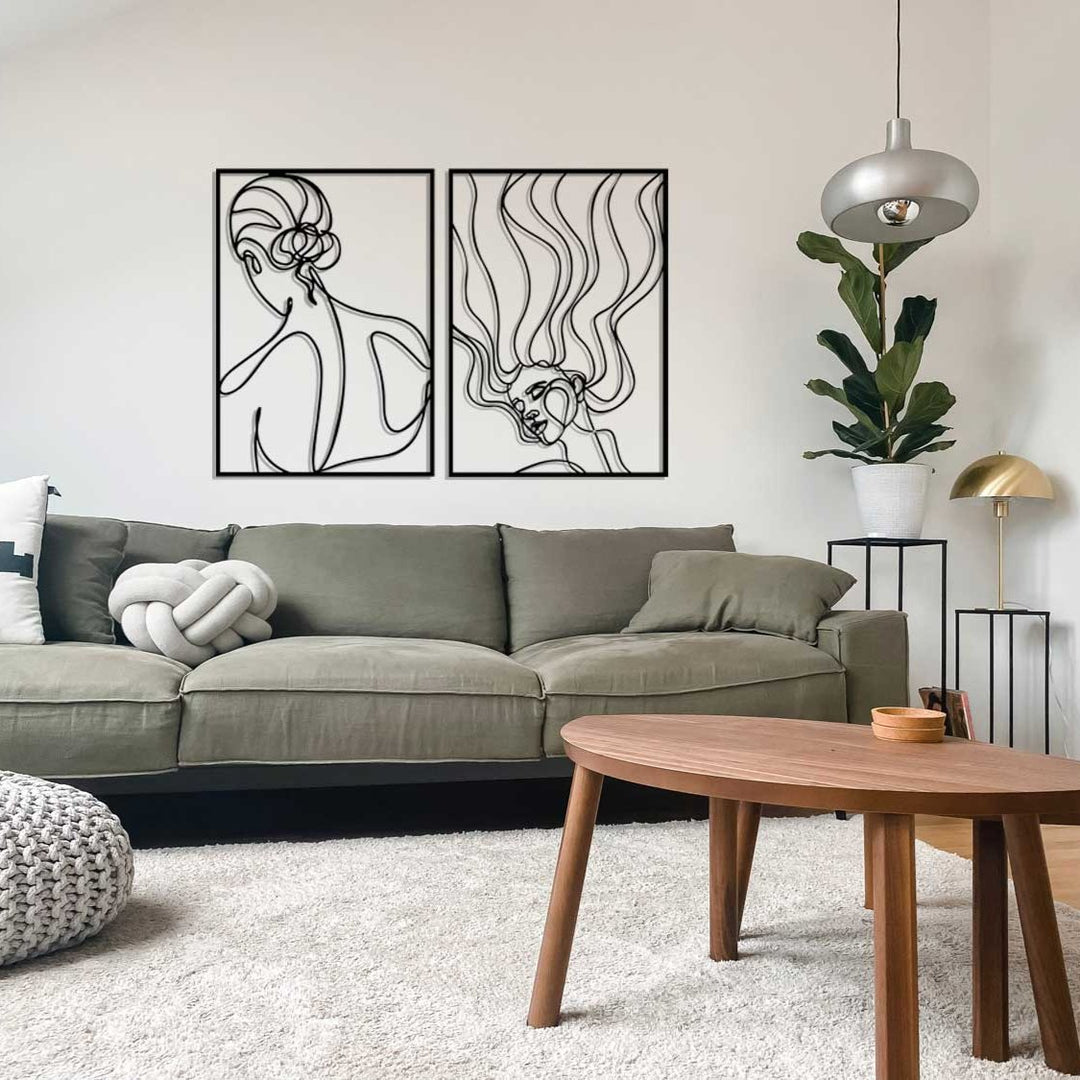 Artroya Sessiz Güç Serisi Minimalist İkili Kadın Silüeti Metal Duvar Tablosu