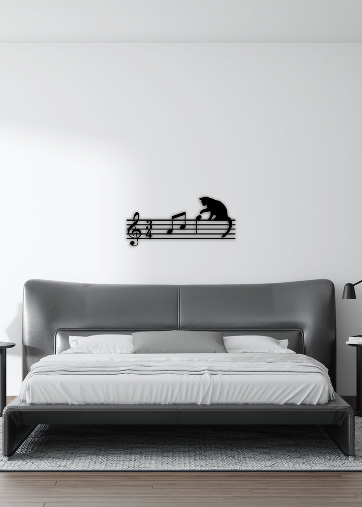 Notalı Kedi Dekoru ve 2 cm Derinlik Paylı Doğal Gölge Efekti