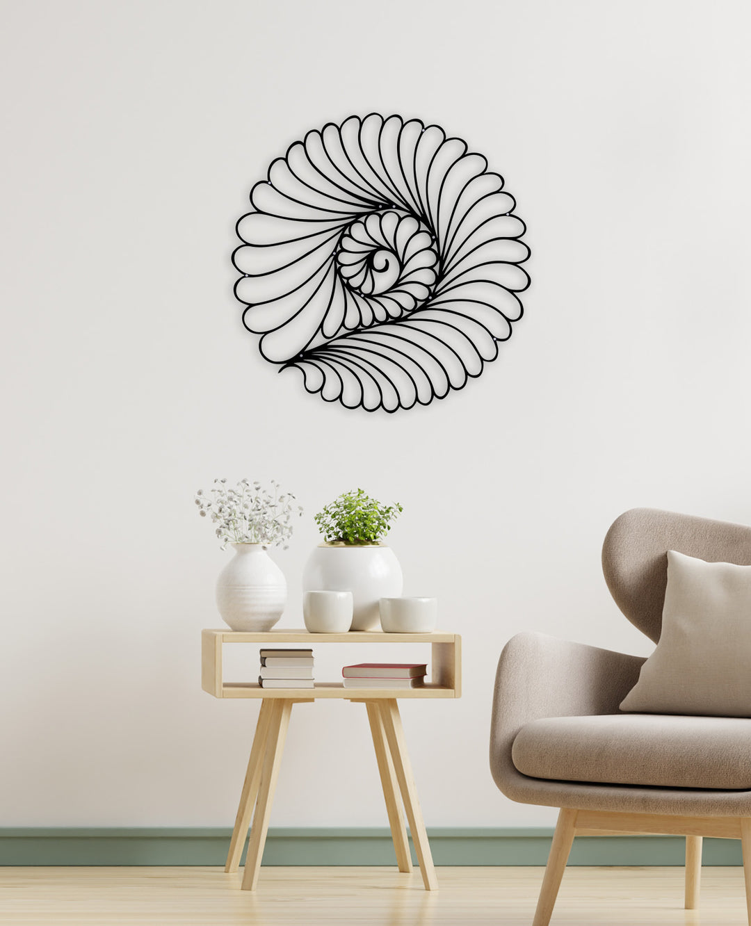 Shellis Kabuk Çiçek Modern Metal Duvar Panosu - Yelpaze Tasarım