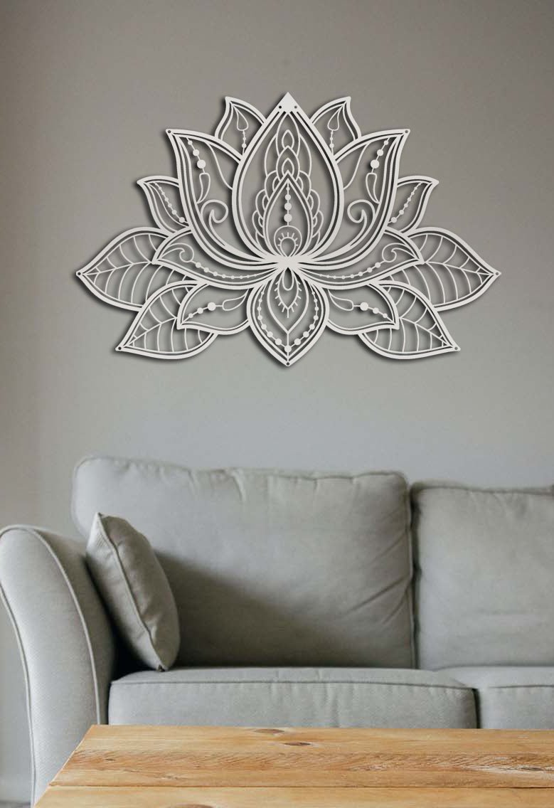 Artroya 3D Lotus Çiçeği Metal Duvar Tablosu - Modern Katmanlı Heykel Sanatı Koleksiyonu - Artroya