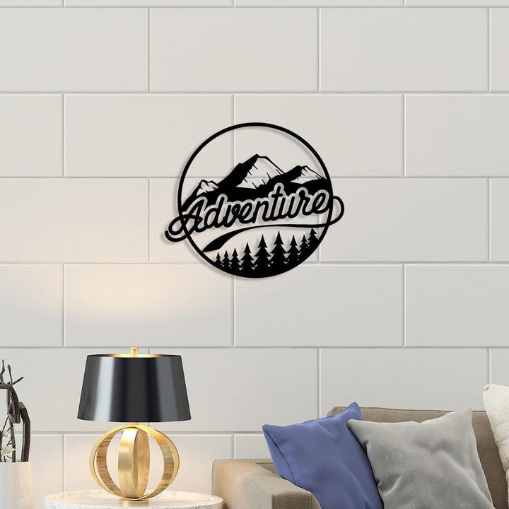 Adventure Siyah Metal Duvar Tablosu - Modern Gezgin Sanatı