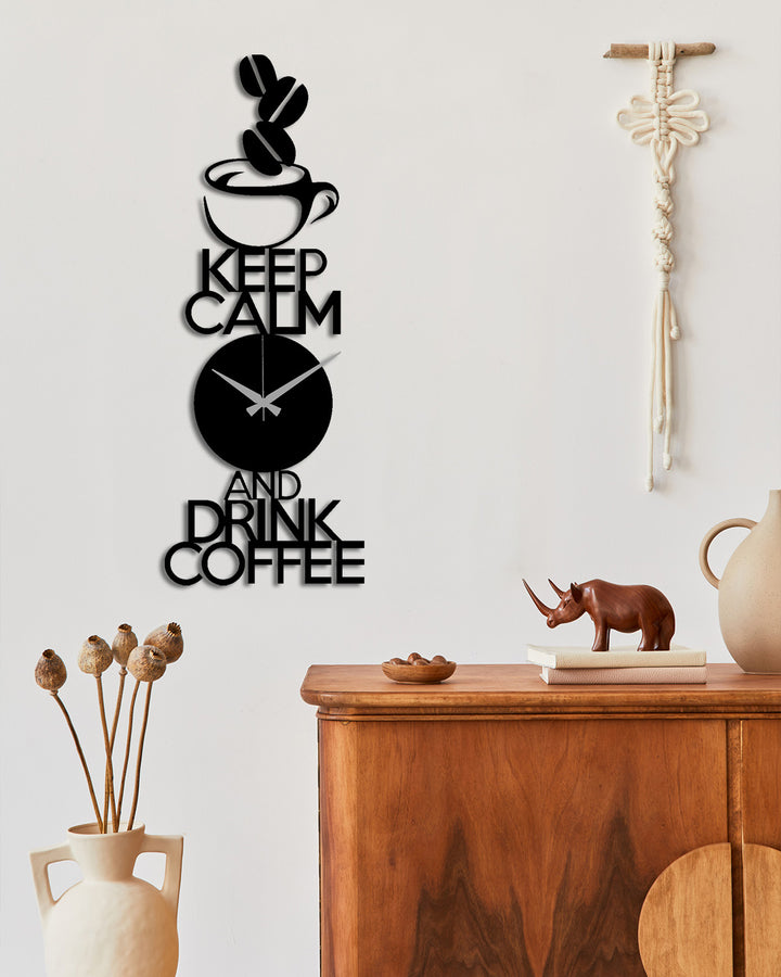 Aroma Matrix Siyah Metal Duvar Saati - Modern Kahve Tasarımı