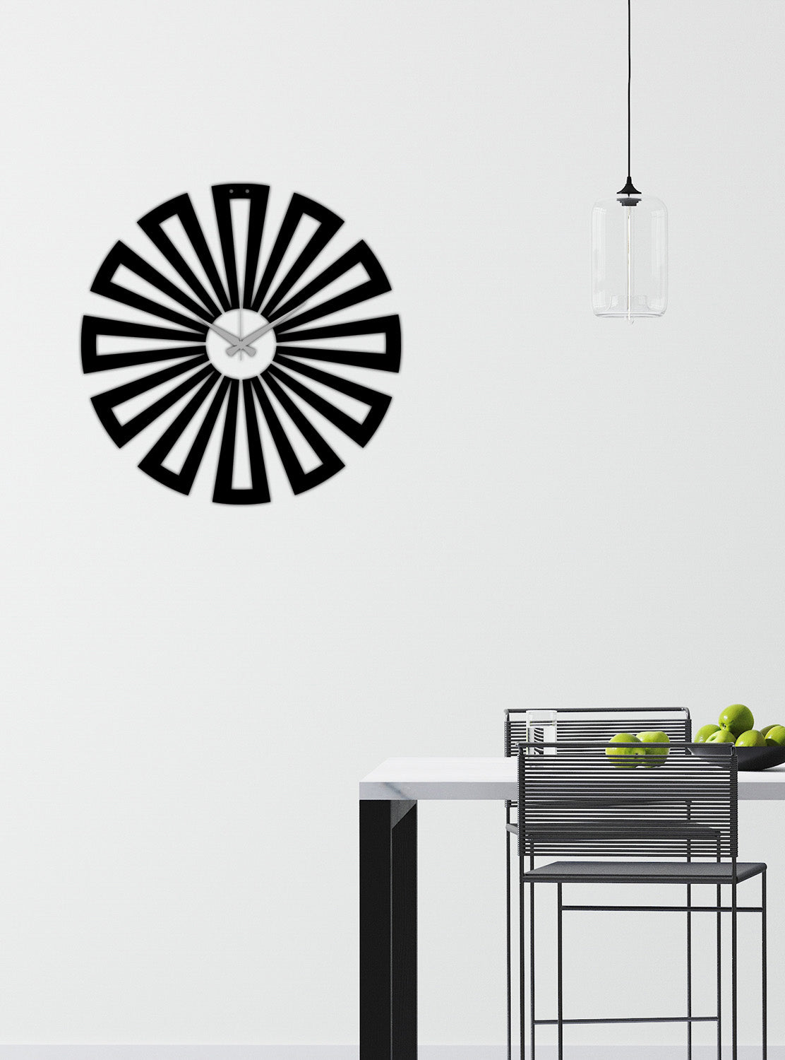 Atlas Horizon Siyah Metal Duvar Saati - Modern Dünya Haritası