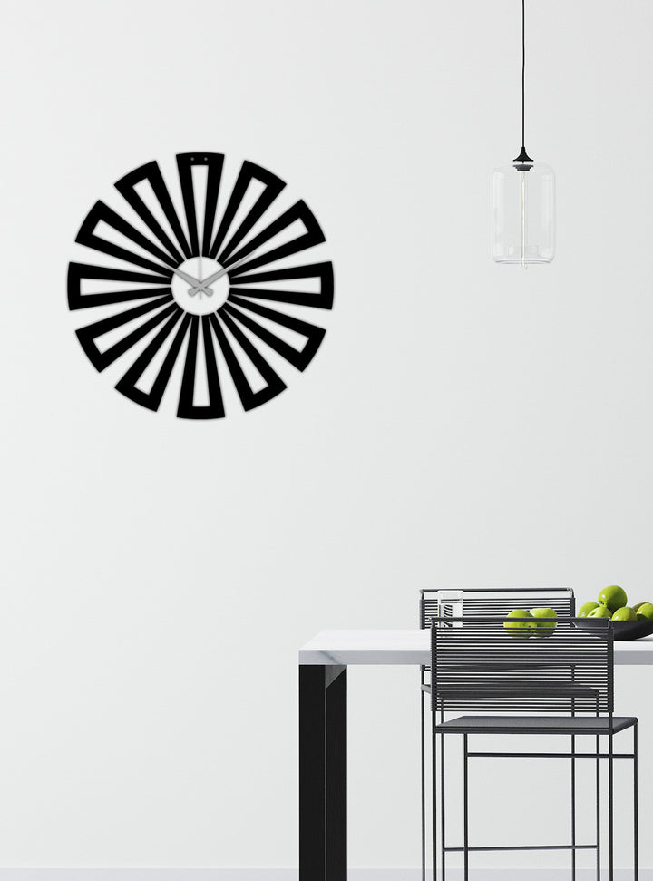 Atlas Horizon Siyah Metal Duvar Saati - Modern Dünya Haritası