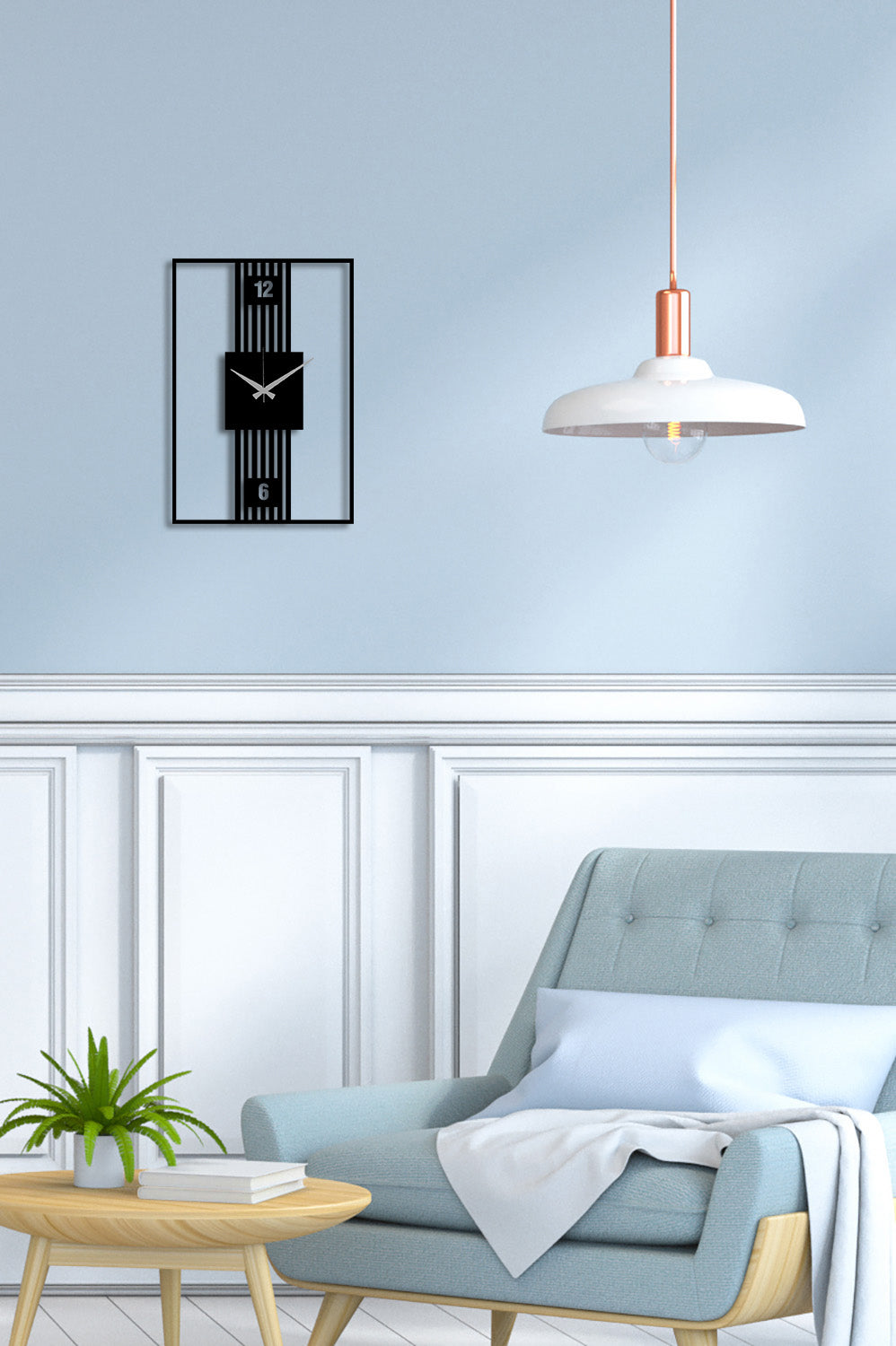 Aura Linear Siyah Metal Duvar Saati - Modern Geometrik Tasarım