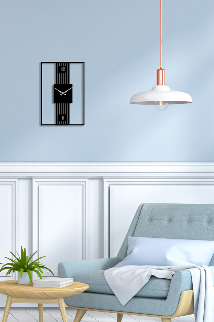Aura Linear Siyah Metal Duvar Saati - Modern Geometrik Tasarım