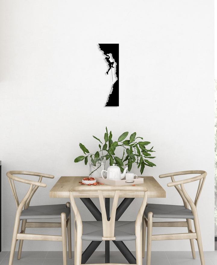 Dağ Tırmanıcısı Siyah Metal Duvar Tablosu - Motivasyonel Ofis Sanatı