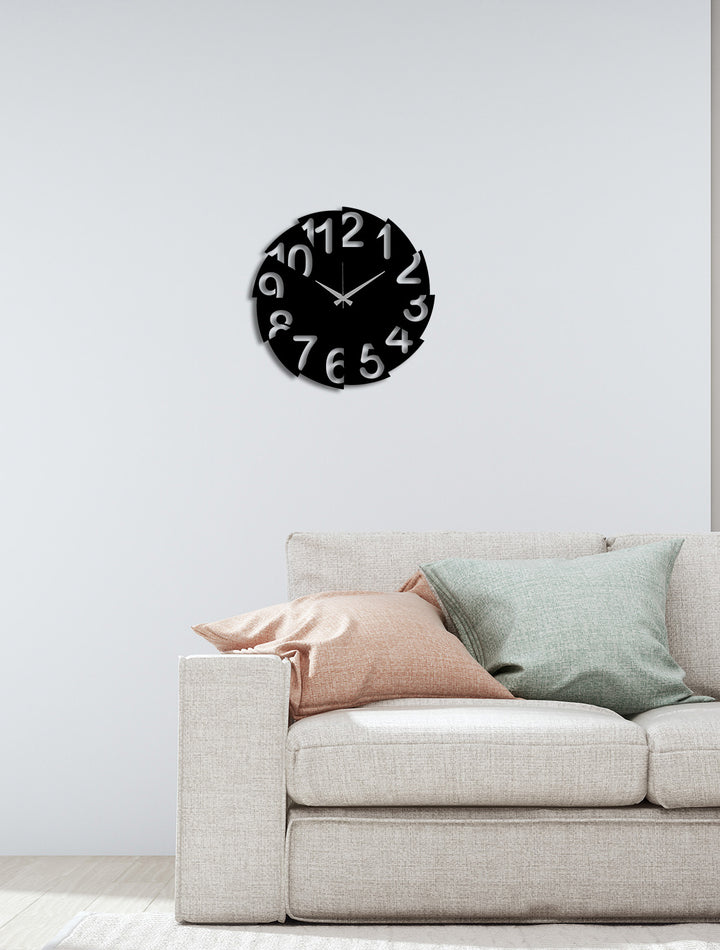 Eon Abstract Siyah Metal Duvar Saati - Modern Soyut Çizgisel Tasarım