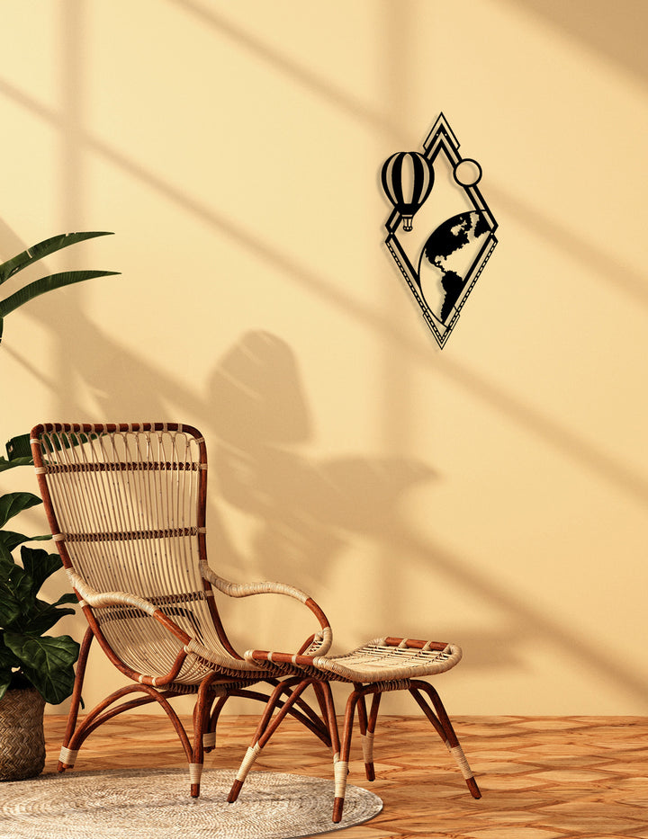 Kapadokya Balonları Siyah Metal Duvar Tablosu - Modern Manzara Sanatı