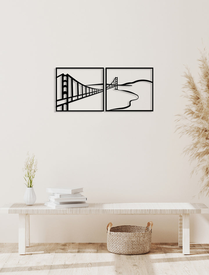 Köprü Siyah Metal Duvar Tablosu - Modern Mühendislik Sanatı