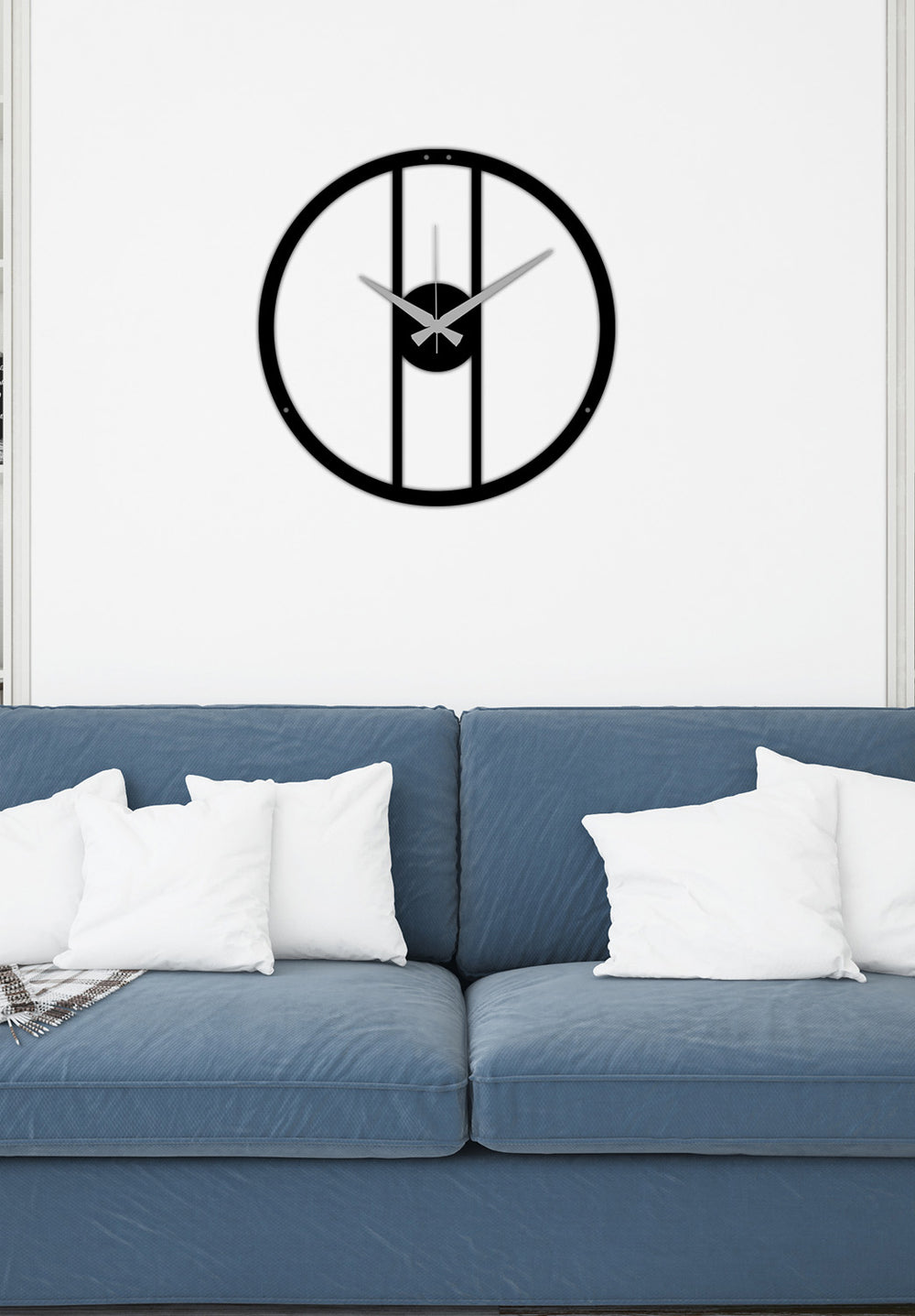 Siyah Metal Duvar Saati 2cm 3D Derinlik ve Sanatsal Gölge Görünümü