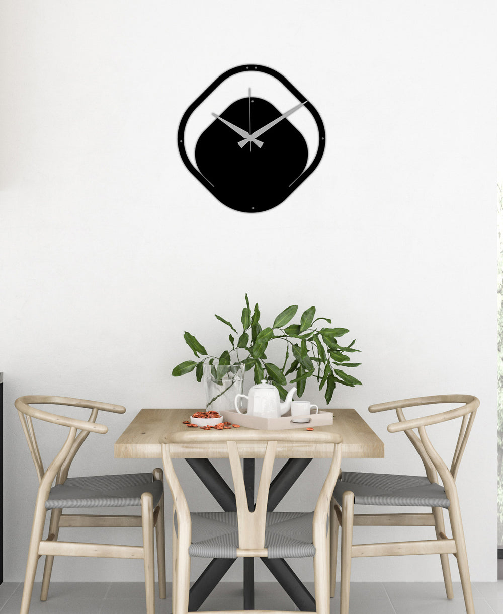 Siyah Metal Duvar Saati 2cm 3D Derinlik ve Estetik Gölge Görünümü