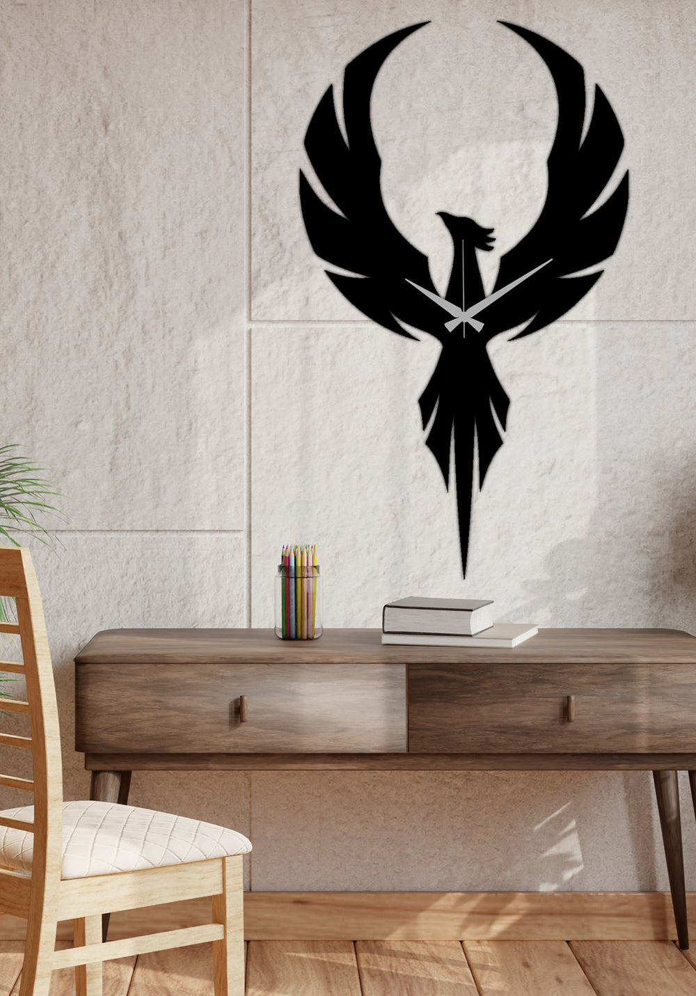 Siyah Metal Duvar Saati 2cm 3D Derinlik ve Gölge Görünümü