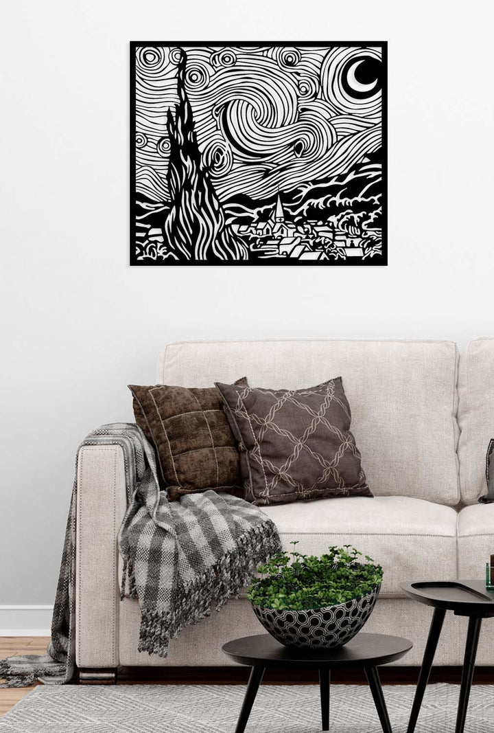 1.5mm Çelik Siyah Metal Tablo 2cm Derinlik ve Lazer Kesim 3D Gölge Detayı