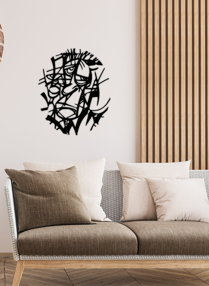 Modern Clown Siyah Metal Duvar Tablosu - Modern ve Minimalist Palyaço Sanatı