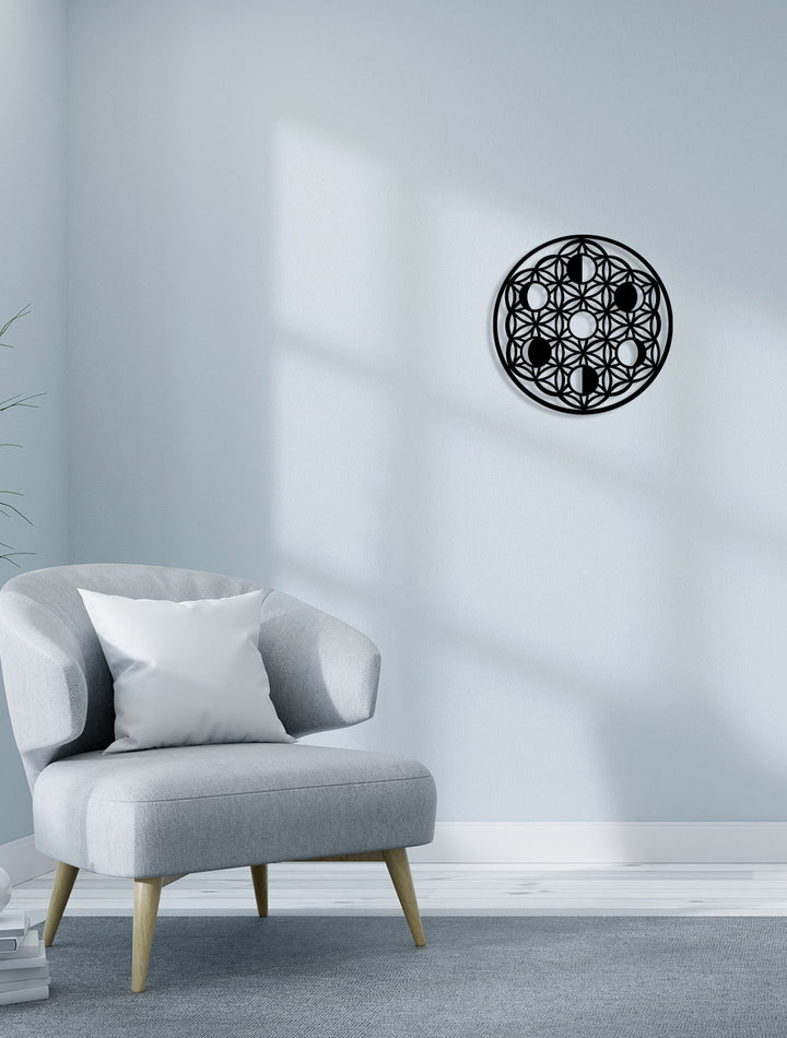 Modern Geometrik Desen Siyah Metal Duvar Tablosu - Soyut Sanat Pano