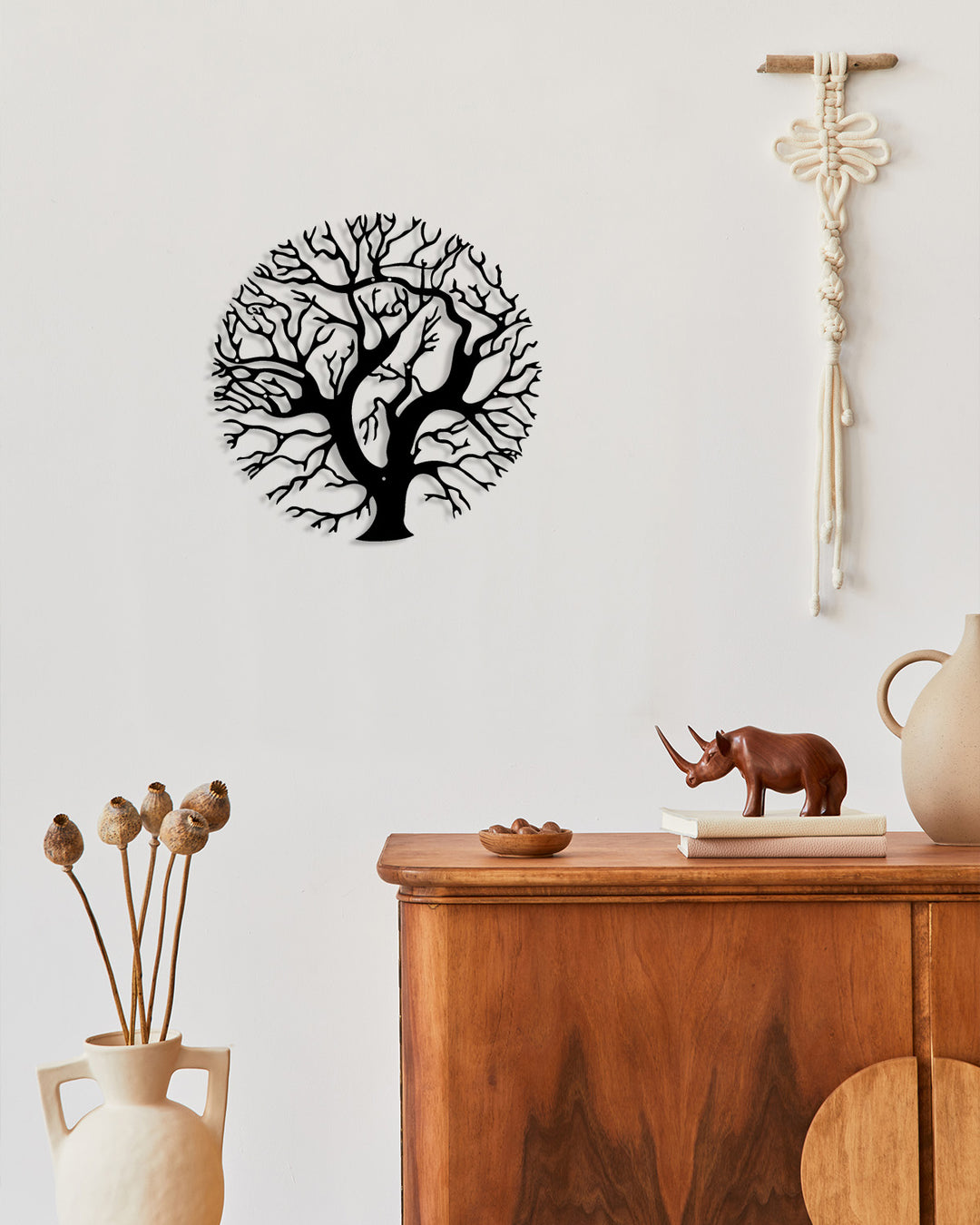 Modern Tree Siyah Metal Duvar Tablosu - Minimalist Yaşam Ağacı Duvar Dekoru