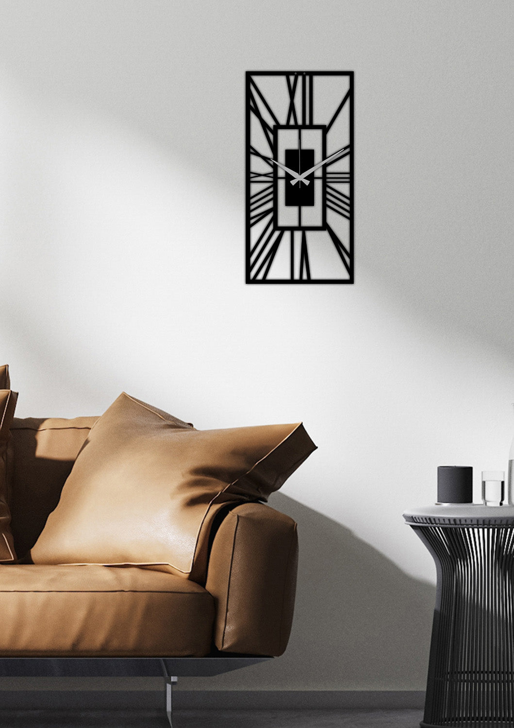 Nova Geometric Siyah Metal Duvar Saati - Modern Tasarım