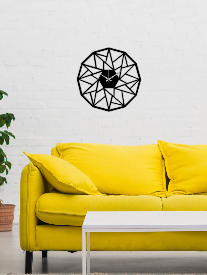Prism Vector Siyah Metal Duvar Saati - Modern Geometrik Tasarım
