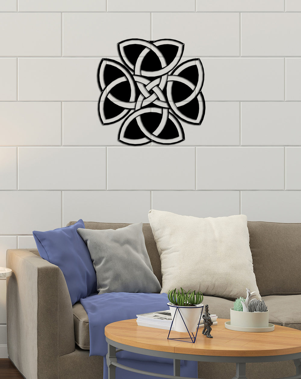 2cm Derinlikli Mat Siyah Ebedi Üçleme Metal Tablo ve Duvar Gölgesi