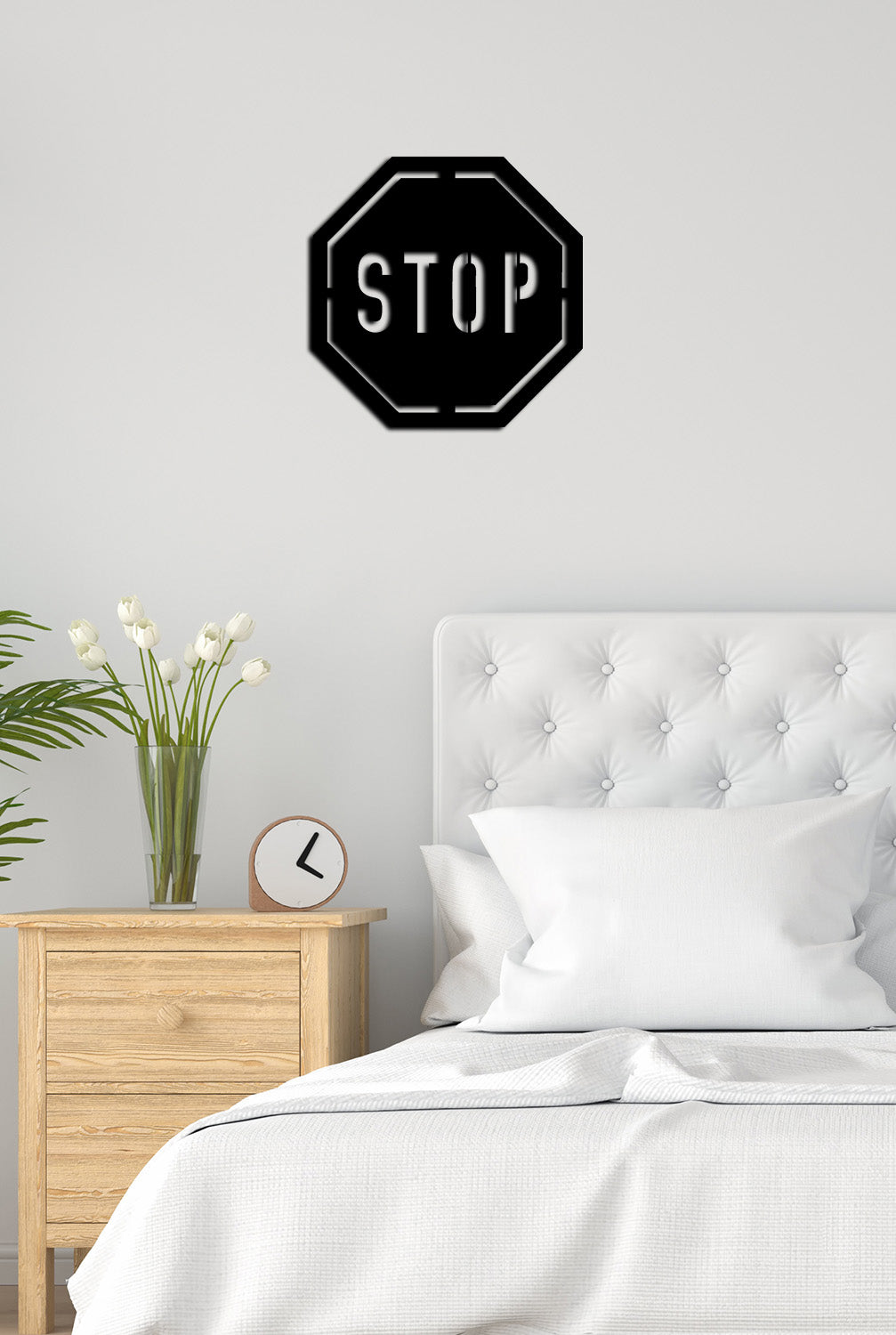 Stop Artroya Metal Tablo Yakın Plan Lazer Kesim Detayı