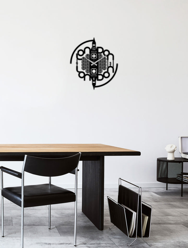Tasarım Ofisleri İçin Londra Silüetli Metal Duvar Saati