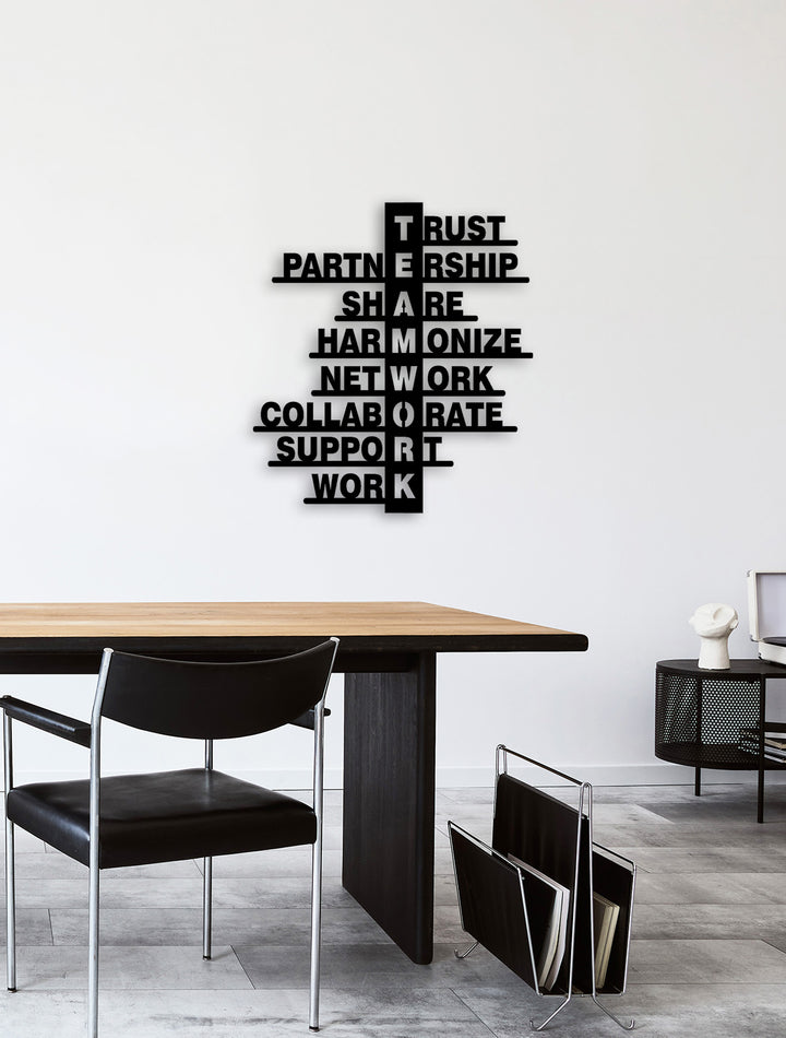 Teamwork Mekanik Detaylı Modern Metal Duvar Panosu