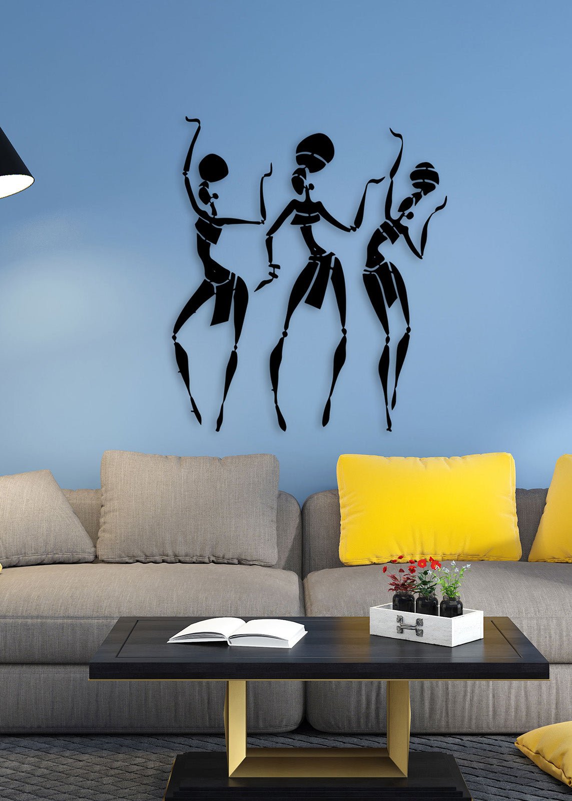 Üçlü Dans Eden Kadın Figürü ve 2 cm Derinlik Paylı 3D Gölge Etkisi