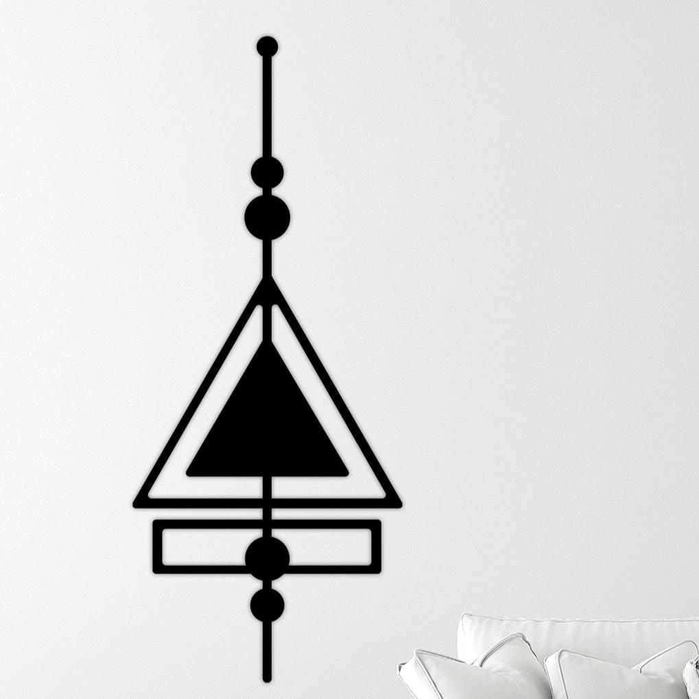 Trigon Mistik Geometri Modern Duvar Panosu - Üçgen Metal Tablo