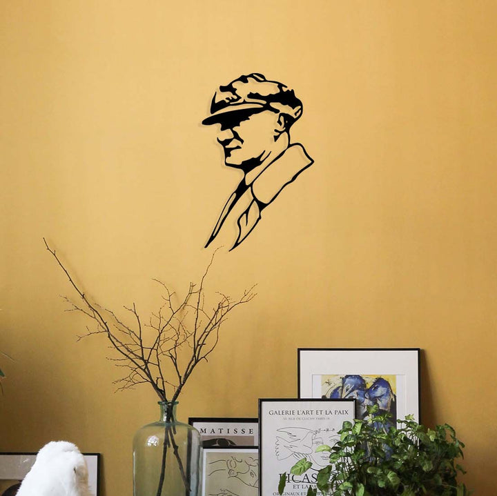 Türk Halkının Önderi Atatürk metal duvar tablosu - Liderlik ve vizyonu temsil eden sanatsal dekor.