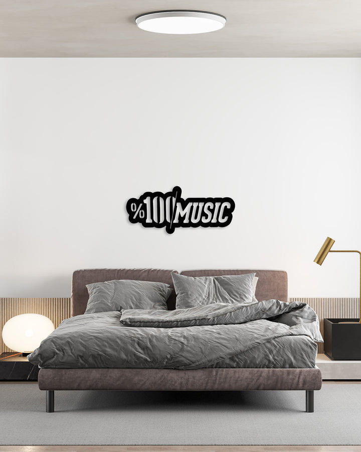 Tipografik Müzik İkonu ve 2 cm Derinlik Paylı Doğal Gölge Efekti