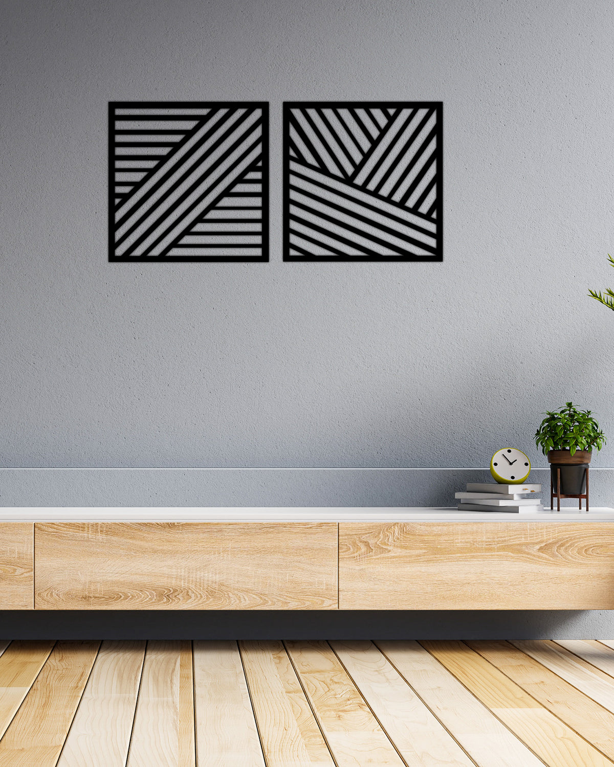 Vestra Art Deco Geometrik Izgara Metal Duvar Panosu - Tek Parça